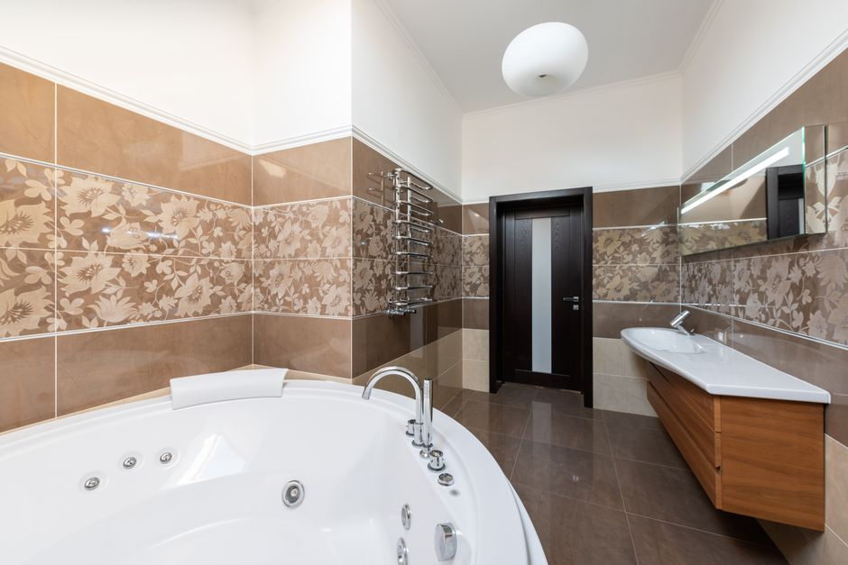 Modern luxury bathroom interior showcasing a pristine renovation
